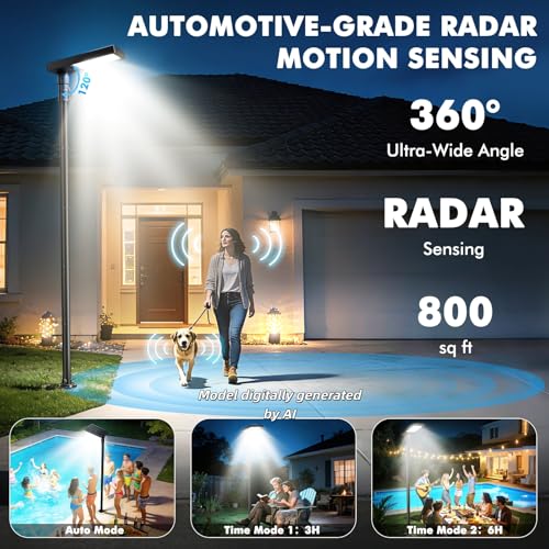 100" Solar Outdoor Street Lights with Pole & Remote