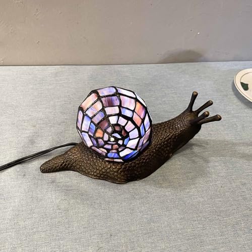 L10976 Purple Land Snail Tiffany Style Stained Glass Accent Lamp