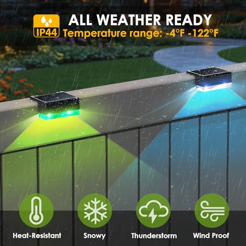 12PK Solar Fence Lights Outdoor Waterproof LED