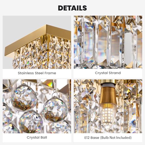 Rectangle K9 Crystal Chandelier Modern Gold Crystal Chandelier Rectangular Pendant Lighting Fixture for Dining Room Kitchen Island Bedroom L59'' x W10'' x H9''