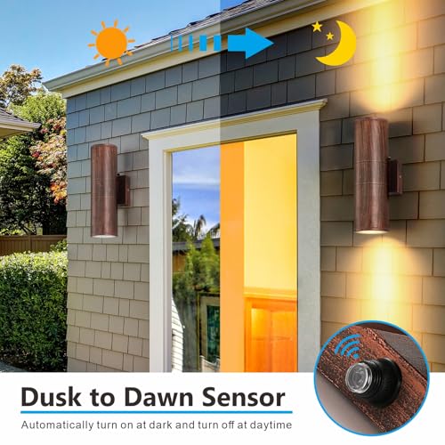 Dusk to Dawn Outdoor Lighting Sensor Wall Lights 2Pack (2 Count)