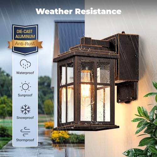 2 Pack Bronze Outdoor Wall Lights with GFCI Outlet (2 Count)