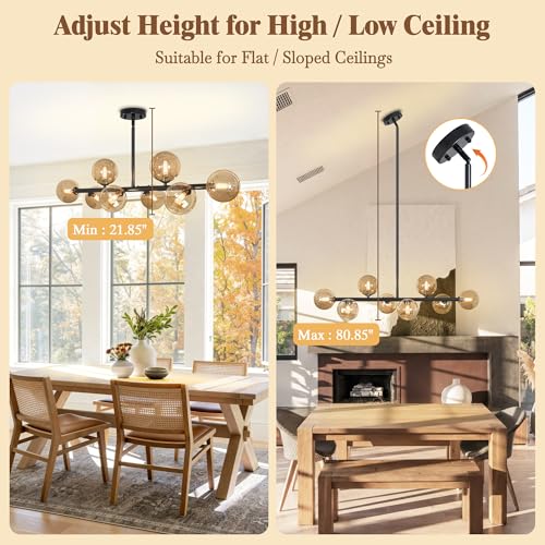 37" Mid Century Modern Chandelier Linear Chandeliers for Dining Room