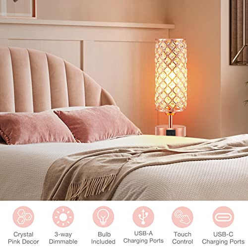 Pink Crystal Table Lamp