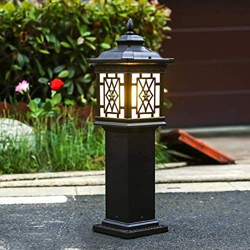 66.5Cm Brown Outdoor Lamp Post Light Fixture Waterproof Antirust Safety Pillar Lamp Wall Lamp Safety Street Lamp for Villa Backyard