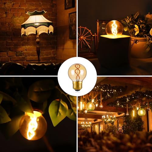 E26 Amber Edison Light Bulb 25 Watt Equal 3W G16.5 LED Bulbs (2 Count)