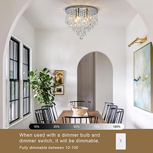 4 Light Crystal Chandeliers Flush Mount