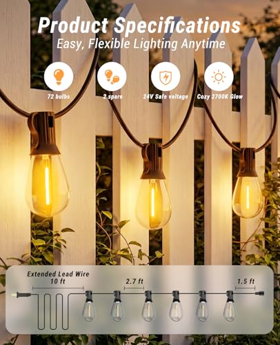 200FT LED Outdoor String Lights with Remote