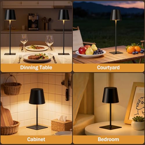 Black Cordless Rechargeable Table Lamp (4 Count)