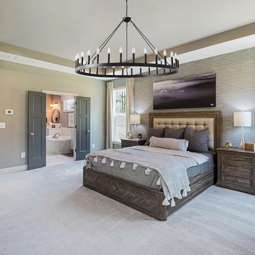 53 Inch Large Black Wagon Wheel Chandelier 30