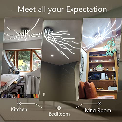 Modern LED Ceiling Lights for Living Room Large 55.10inch Large 10 Lights Modern Light Fixture Ceiling Mount Dimmable with Remote 138W for Dining Room