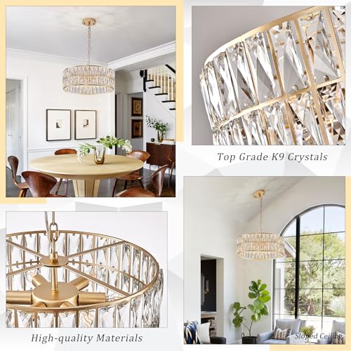 Gold Crystal Chandelier 18" 6