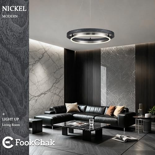 LED Black Ring Chandelier Dimmable Round Chandelier Entryway Chandeliers