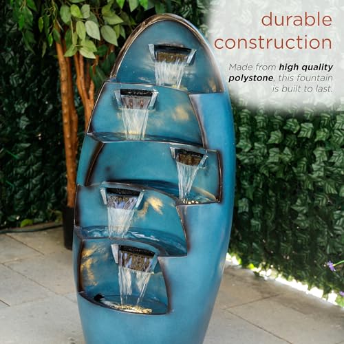 39" Tall 5 Tier Cascading Waterfall Fountain with LED Lights