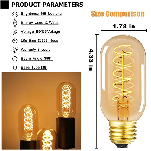 Vintage LED Spiral Filament Bulb T14 (4 Count)