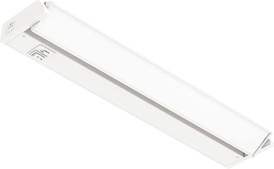 GETINLIGHT 18-inch Swivel LED Under Cabinet Lights, Glass Lens, Selectable White 2700K/4000K/5000K, Dimmable with Wall Dimmers, White Finish, IN-0202-2-WH