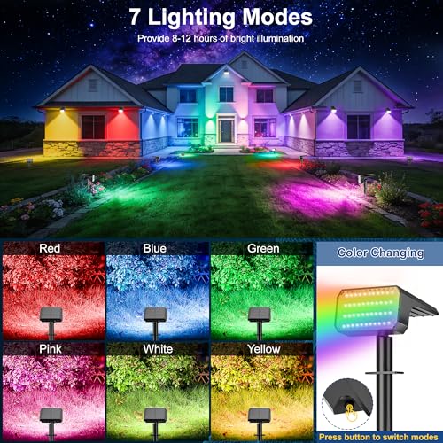 12 Pack Solar Spot Lights Outdoor Color Changing (12 Count)