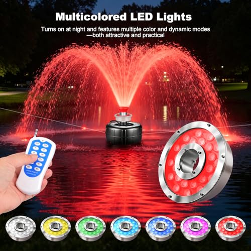 Pond Fountain Aerator with Color LED Lights