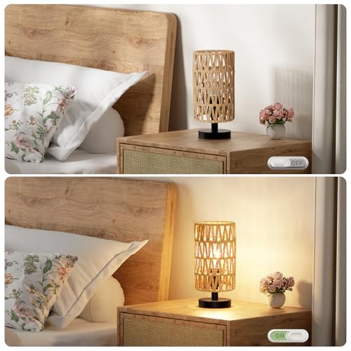 Table Lamps Rattan Rope Shade
