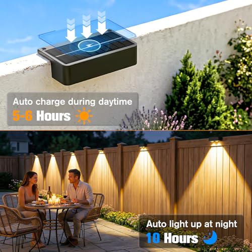 Solar Fence Lights Outdoor 8 Pack (8 Count)