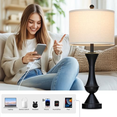 29" Black Tall Table Lamps for Living Room (2 Count)