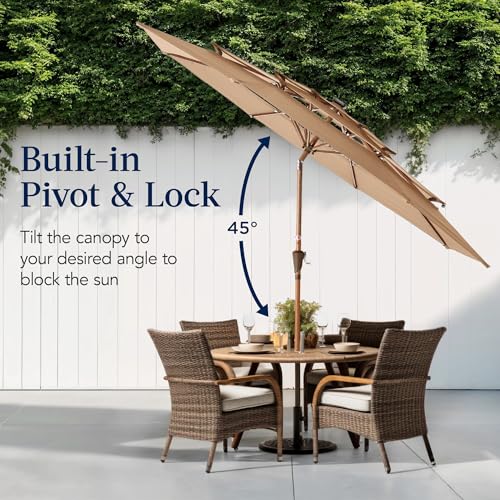 10ft 3 Tier Solar Patio Market Umbrella