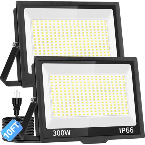 36000LM 300W LED Flood Light Outdoor Plug in (2 Count)