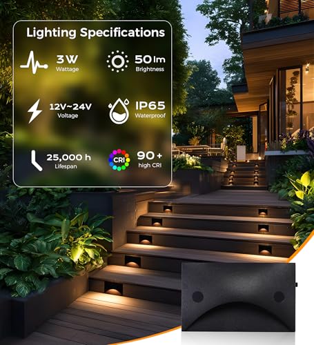 6 Pack] Cloudy Bay Low Voltage LED Step Lights Outdoor (6 Count)