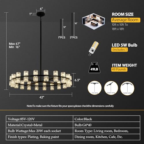 40 Light Large Crystal Chandelier
