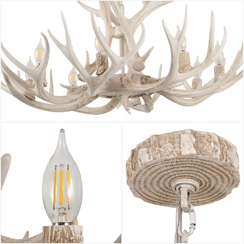 Eldora 8 Light Resin Antler Chandelier 36"