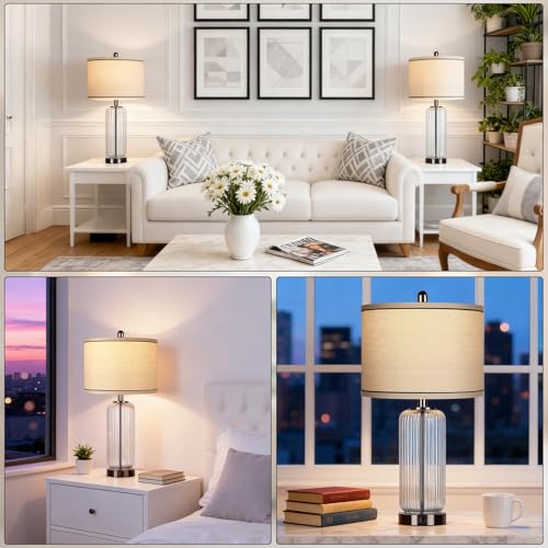 27" Black Glass Table Lamp (2 Count)