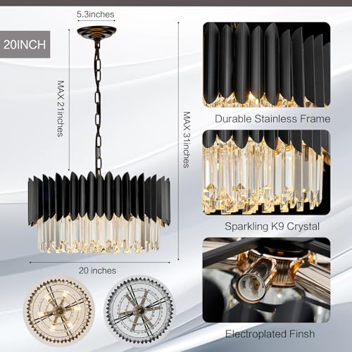 20" Black Crystal Chandelier 4