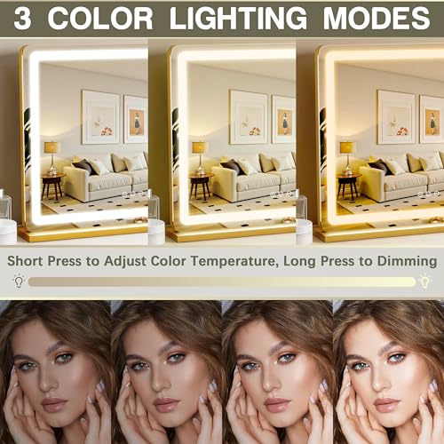 23"x18" Gold Vanity Mirror with Lights