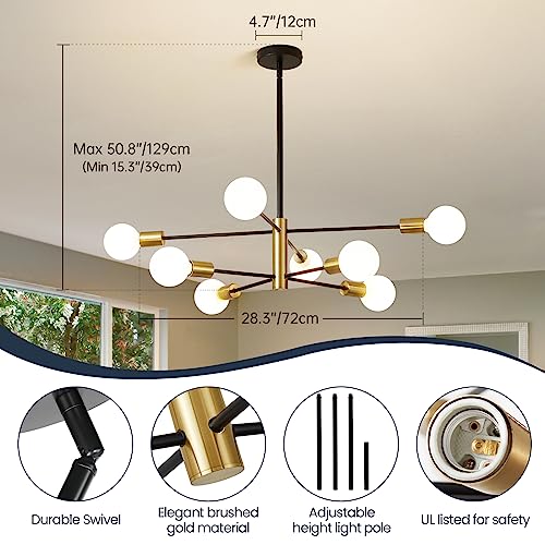 Modern Sputnik Chandeliers Black and Gold Mid Century Chandelier 8