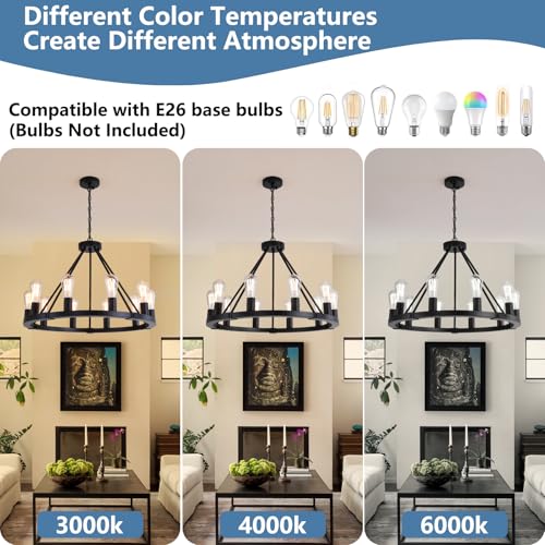 10 Lights Wagon Wheel Chandelier