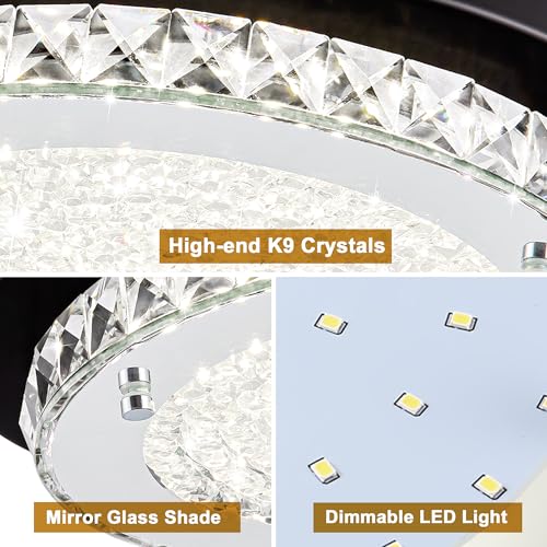 Flush Mount Ceiling Light Small Crystal LED Hallway Ceiling Lighting 10''