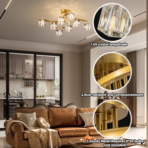 Semi Flush Mount Ceiling Light Fixture with 8