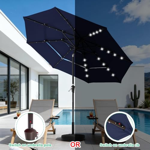 9 ft 3 Tier Outdoor LED Lighted Patio Umbrella w