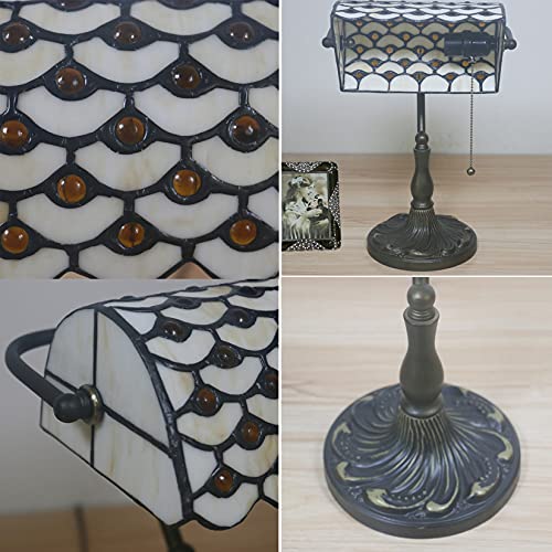 Tiffany Style Bankers Table Lamp Stained Glass Piano Desk Lamp Vintage Bedroom Bedside Lamp for Study