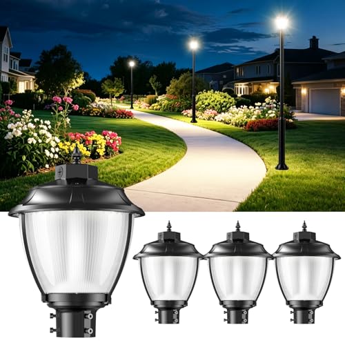 4Pack 100W LED Post Top Light Dusk to Dawn Photocell 12.6 inch Post Lights