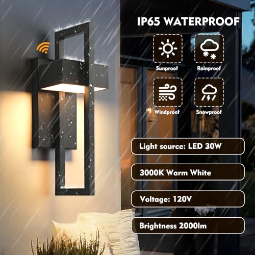 Dusk to Dawn Modern Large Outdoor Wall Lights Integrated LED Outdoor Wall Sconces Lighting