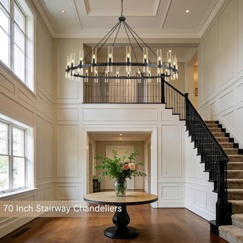 70" Black Wagon Wheel Chandelier
