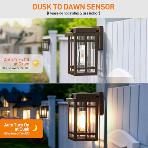 9.76'' Dusk to Dawn Outdoor Wall Light 2 Packs (2 Count)
