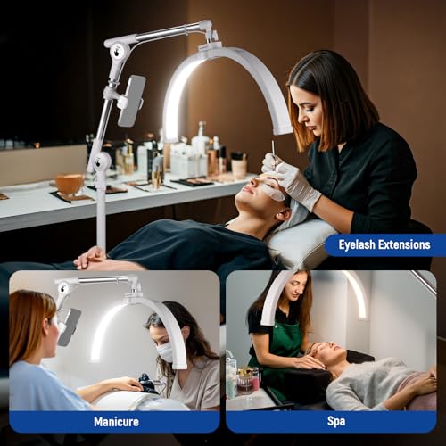 Basics 22" Half Moon Lash Light with Articulating Desk Clamp Mount Stand (72 Count)