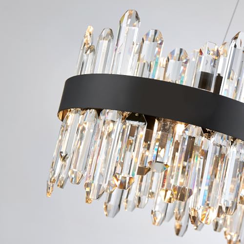 Black Oval Crystal Chandelier L35.4 inch