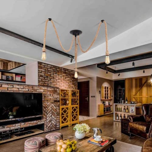 3 Light Hemp Rope Chandelier