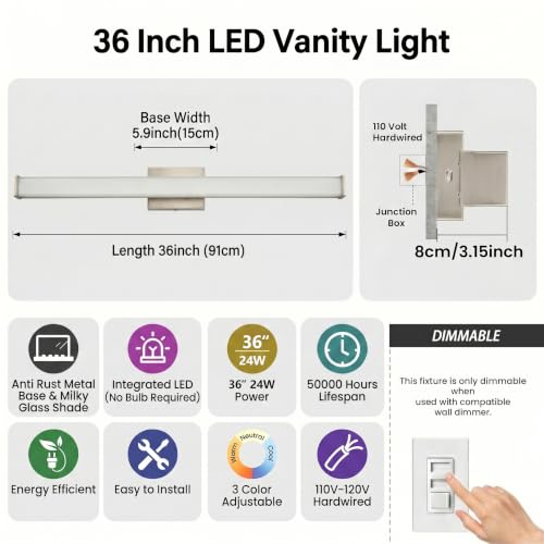 36" Modern LED Bathroom Light Fixtures (36 Count)