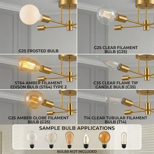 6 Lights Modern Sputnik Chandelier (Gold)