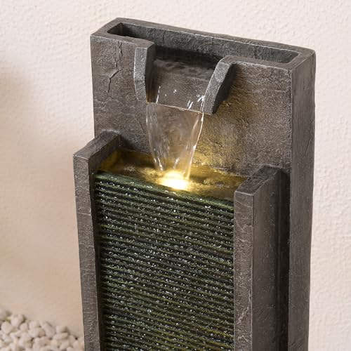 32 Inch Modern Straight Panel Water Fountain with LED Light