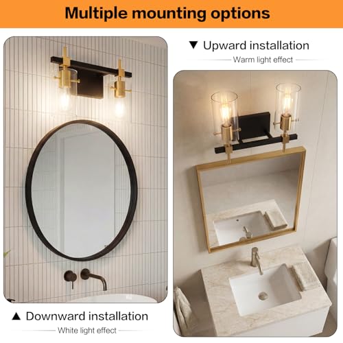 Vintage Vanity Light Fixtures Wall Light for Bathroom Over Mirror Light with Glass Shade Light Fixtures